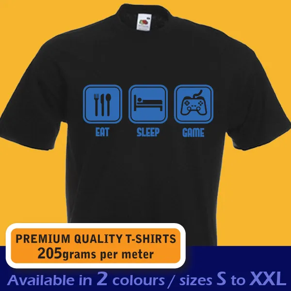 T-shirt divertente EAT SLEEP GAME xbox live playstation gamer videogiochi uomo ragazzi 4