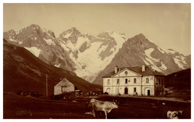 France, Le col du Lautaret, Route de Briançon in Grenoble vintage albumen print,