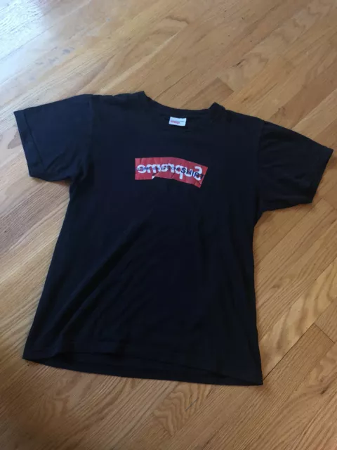SUPREME X COMME Des Garcons Shirt SS17 Box Logo Tee Black Size