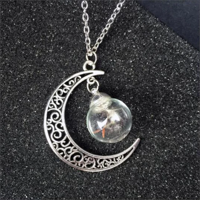 Collier Graver Personnalisé Chaîne 70cm Argent Collier Médaillon Photo & Pissenlit - Chaîne 70cm Acier Inoxydable - Cadeau Bijou Acier Inoxydable Hypoallergénique Collier Femme Pendentif Rond