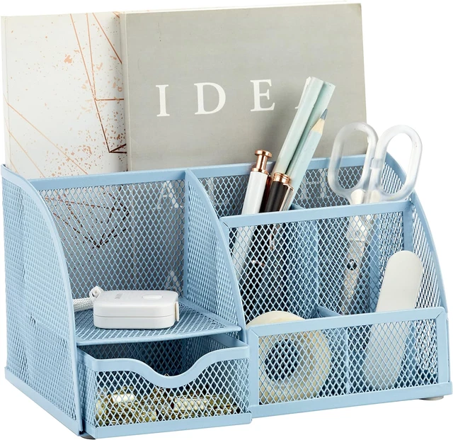 Mesh Desk Organizer Office with 7 Compartments Drawer/Desk Tidy Candy/Pen Holder