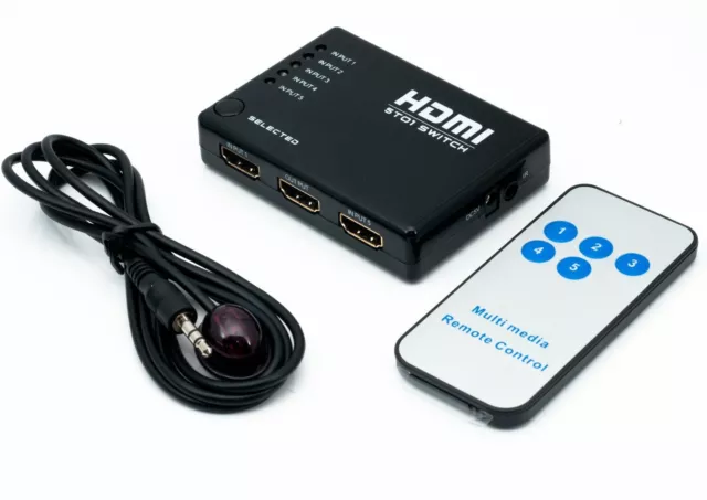 5 Fach Port HDMI Schalter Splitter Hub + Fernbedienung 1080p für HDTV PS3 mc2