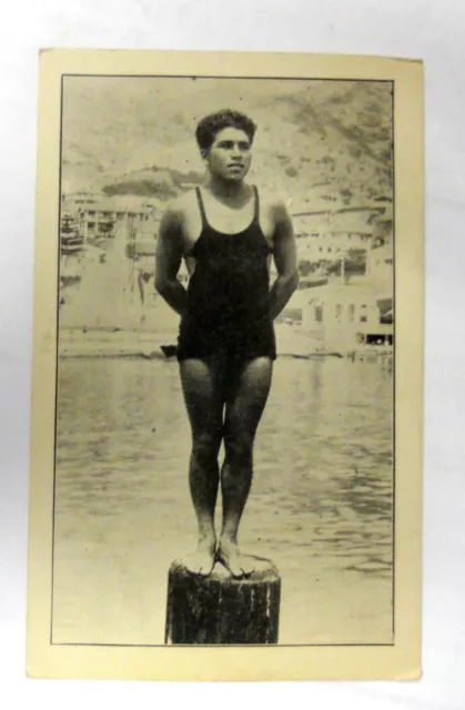 Vintage Very Rare All Original Deep Sea Diver From Catalina Island Calf Postcard