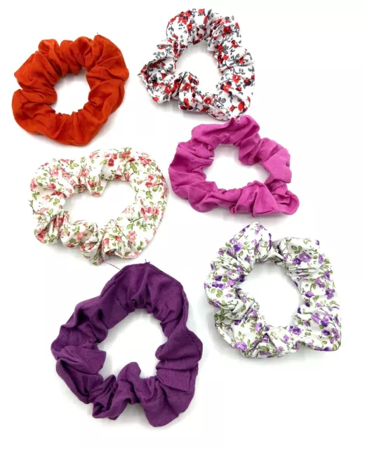 Paquete De 6 Estampado Floral Gomas Algodón Mujer Niña Pelo Accesorios con Borla