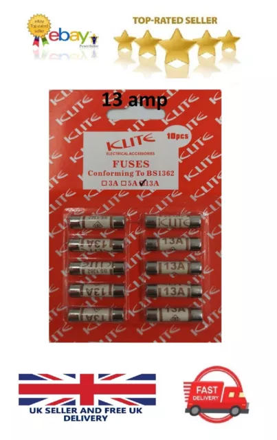 Assorted Cartridge Fuses Sets + 13 AMP  Domestic Fuse Household Mains Plug KLITE