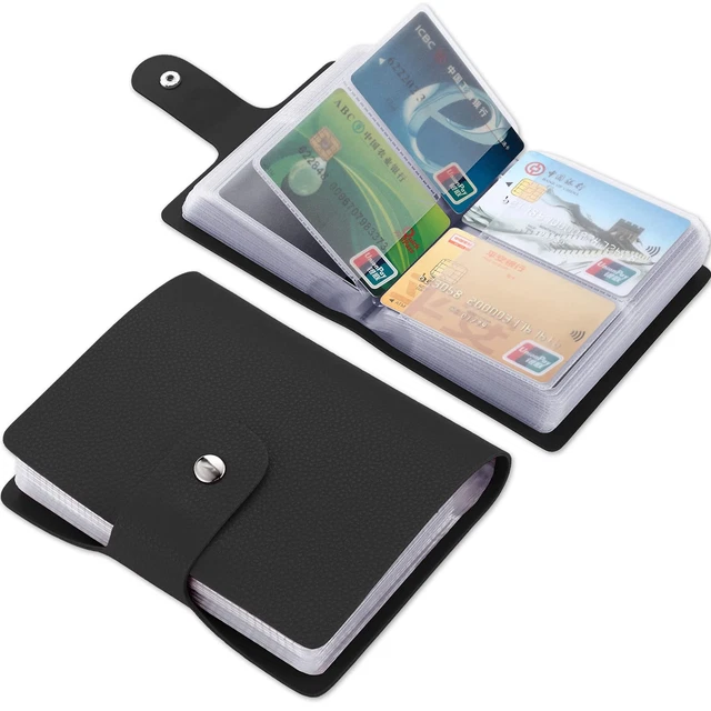 RFID Credit Card Organizer For Women/Men Leather Business Card Holder With 60