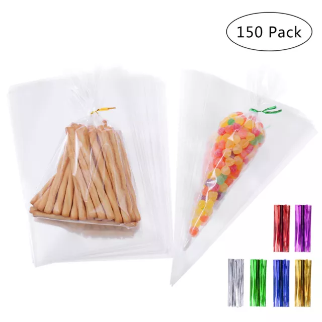 Transparent Cone Bags Storage Cone Bags Clear Favor Bags Clear Treat Bags