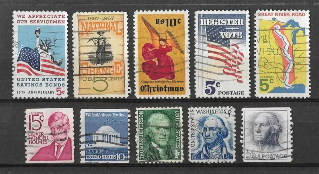 USA United States old collection 10 different stamps at 25 cents each - 1e