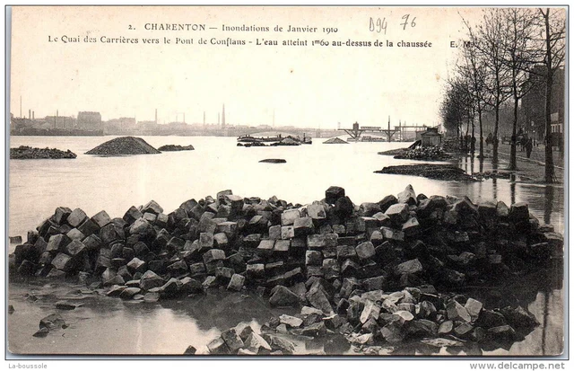 94 CHARENTON - crue de 1910 - le quaides carrieres.