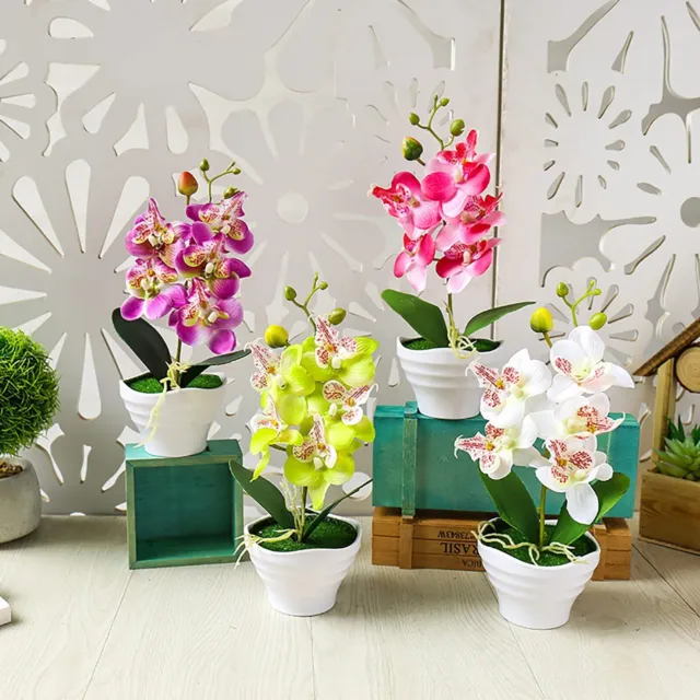 ARTIFICIALE FARFALLA FIORE Orchidea Piante IN Vaso Finto Casa Festa  Matrimonio EUR 20,90 - PicClick IT