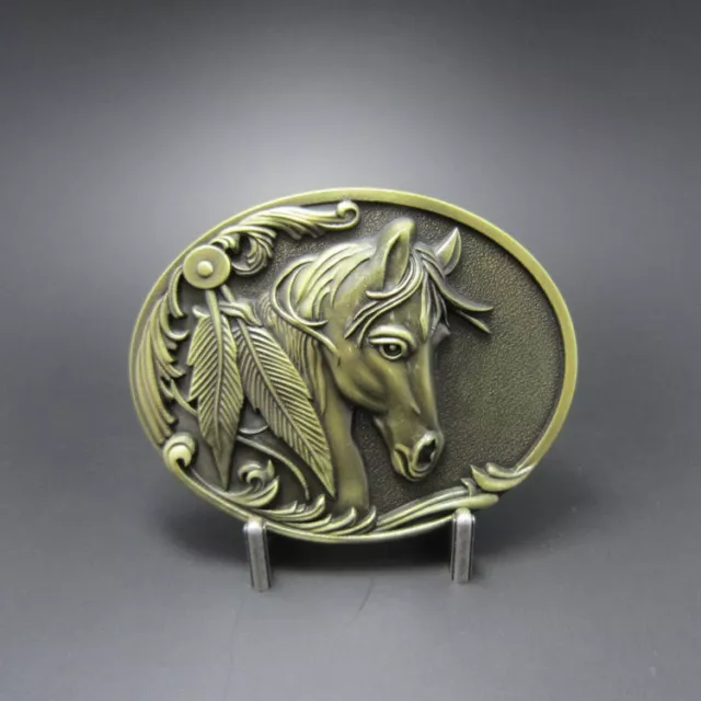 Western Decor Antiqued Bronze Plated Horsehead Belt Buckle