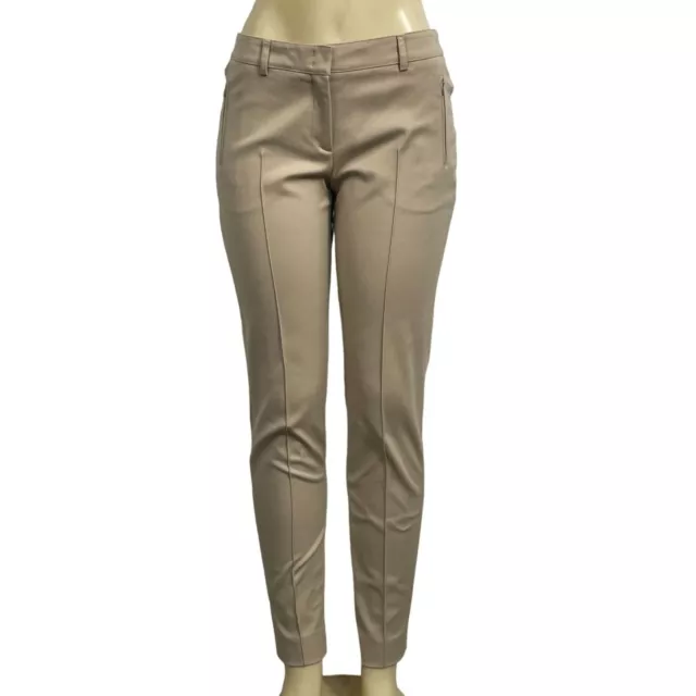 NWT AKRIS PUNTO Skinny Front Zipper Office Tan Size 8 Women's Pants