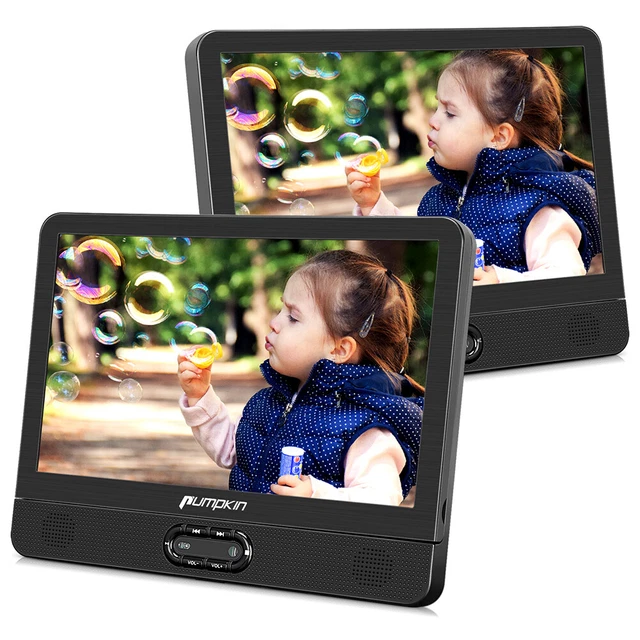 2 x 12" Full HD Tragbarer DVD Player Auto Kopfstütze Monitor USB Fernseher AKKU