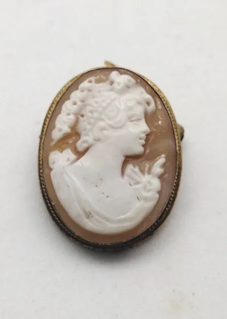 Antique Lady Cameo Brooch Pendant Flower 800 Silver Holiday Gift WOW! Jewelry