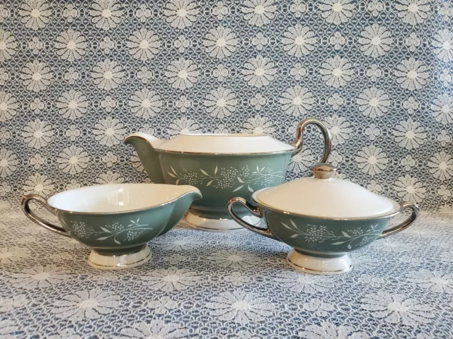 Syracuse ~ "Candlelight" Pattern ~ Tea Pot **NO LID** + Covered Sugar + Creamer