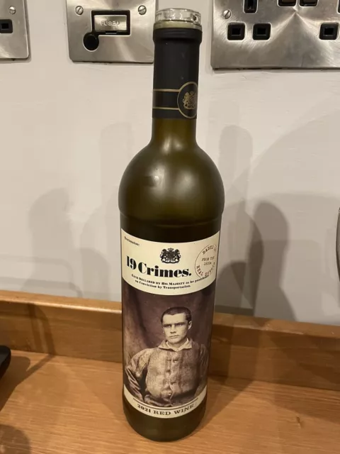 Empty 19 Crimes Wine Bottle