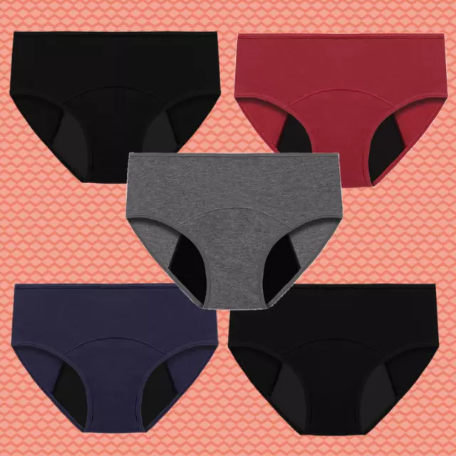 Period Menstrual Pants Underwear Knickers Pack Leakproof Womens Cotton Briefs