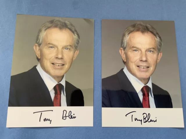 Prime Minister Tony Blair TWO (Yes 2!) Good Hand Signed Photos