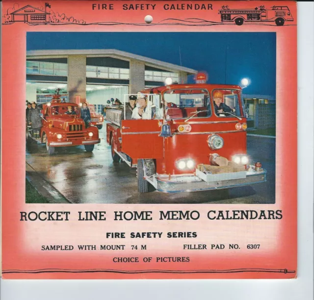 MA-138 1965 Rocket Line Sales Sample Calendar, Fire Truck Station Theme Vintage