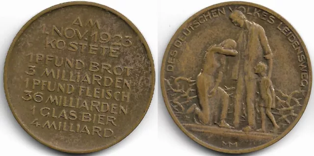 Inflations-Medaille Am 1. Nov. 1923 Kostete ... MM, Messing 32 mm