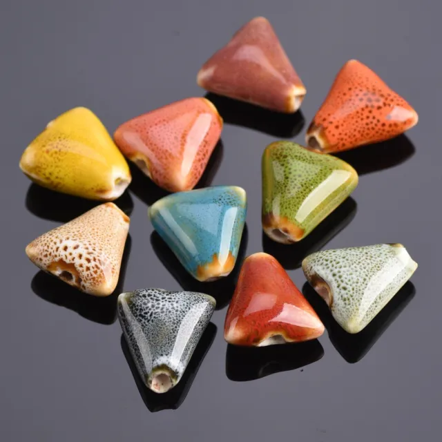 10 Stück 16mm Handgefertigt Dreieck Keramik Porzellan Lose Perlen