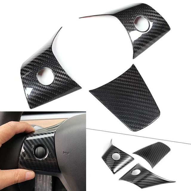 Car Steering Wheel Mouldings For Tesla Model 3 2017-2019 Carbon Cover Trims ABS