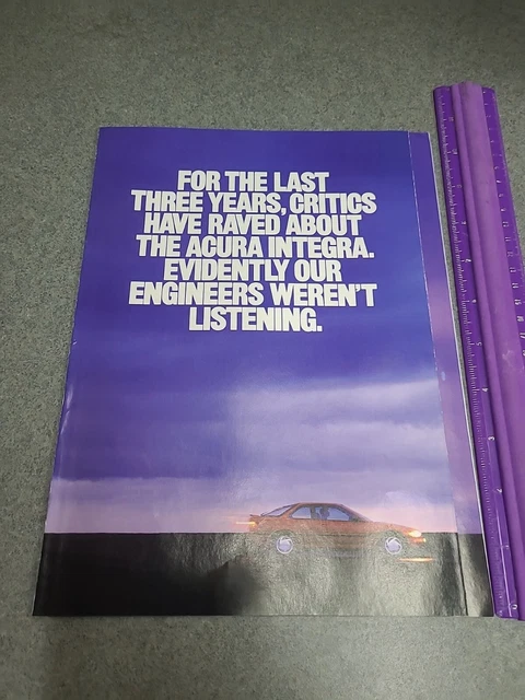 1990 Acura Integra: Our Engineers Werent Listening Vintage Print Ad 1989 12 page