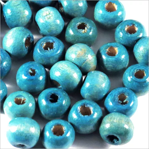 Lot de 100 perles rondes en Bois 8mm Bleu Turquoise