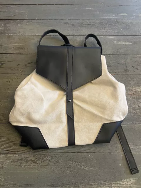 Deux Lux Canvas with Black Vegan Leather Backpack NEW