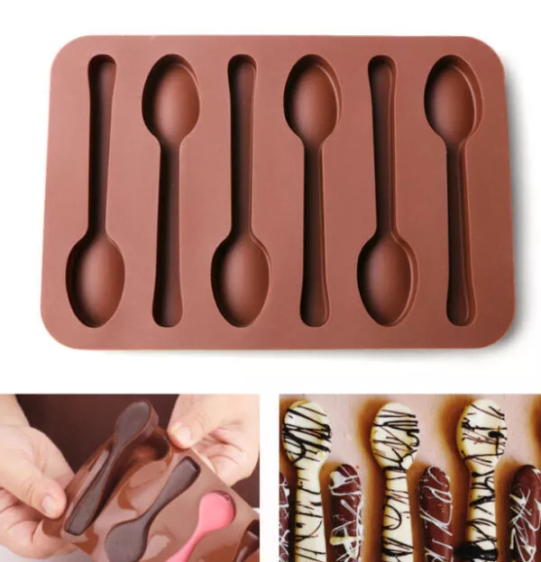 Silicone Chocolate Spoon Mould - DIY Dessert Spoons for Coffee, Parties, Cakes