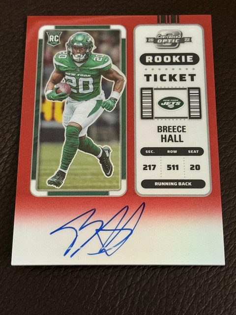 2022 Contenders Optic Rookie Ticket Breece Hall Auto Red 26/149