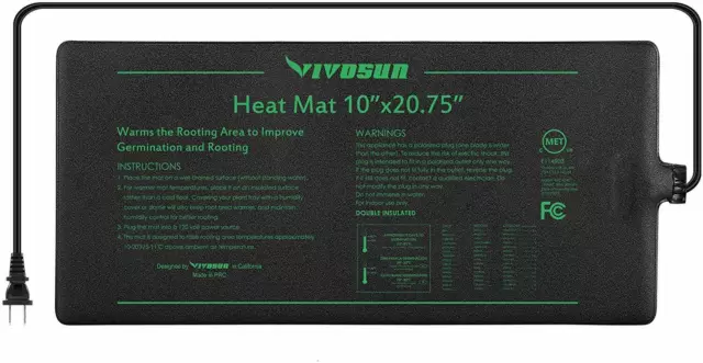 VIVOSUN Seedling Heat Mat 10"x20" Seed Starter Pad Germination Propagation Clone