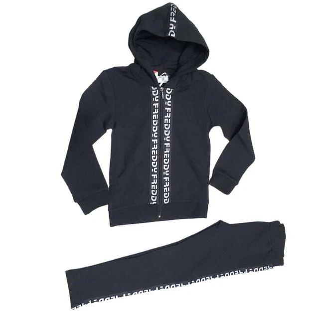 Tuta Ragazze Freddy I23 Fr1543 Cotone Felpato Nero
