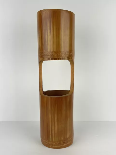 Bamboo Ikebana Vase Japan Modernist Nijugiri Vtg 16in