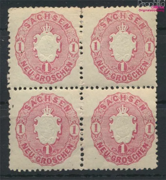 Briefmarken Sachsen 1863 Mi 16a Viererblock postfrisch (9723528