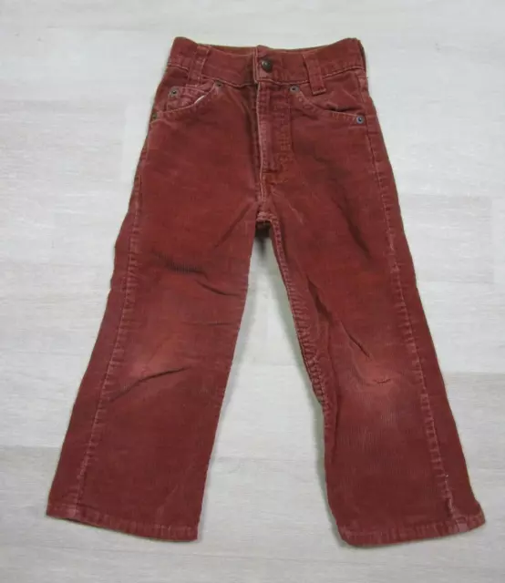 VTG 1970's Levi's Corduroy Youth Pants Jeans Rust Brown Orange Tab 216-1577 Sz 4