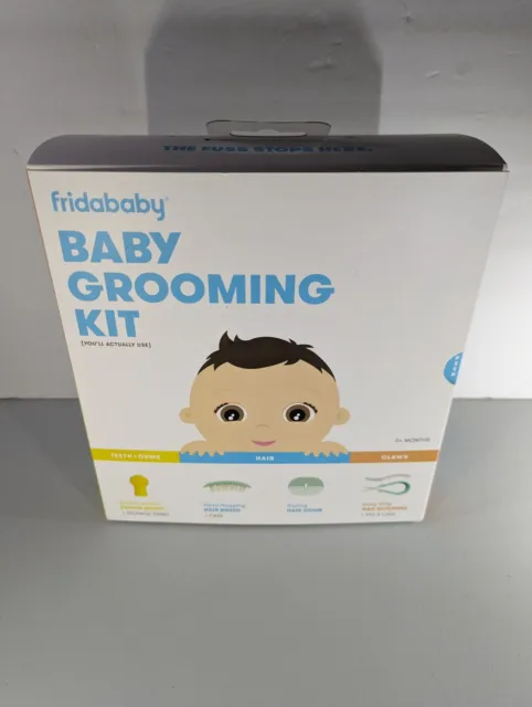 New fridababy Baby Grooming Kit Finger Toothbrush Hair Brush Comb Nail Scissors