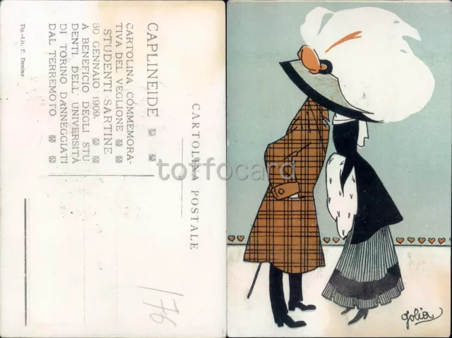 Liberty Art Nouveau-Golia-Veglione Studenti Sartine Torino 1909-C14-63