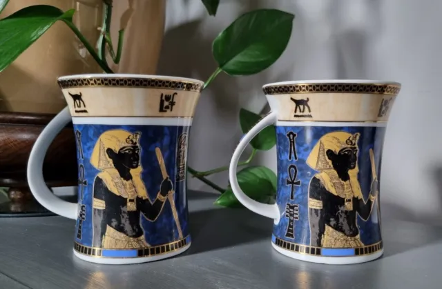 A Pair of Fathi Mahmoud Egyptian Mugs, Pate et email Limoges FM Egypt