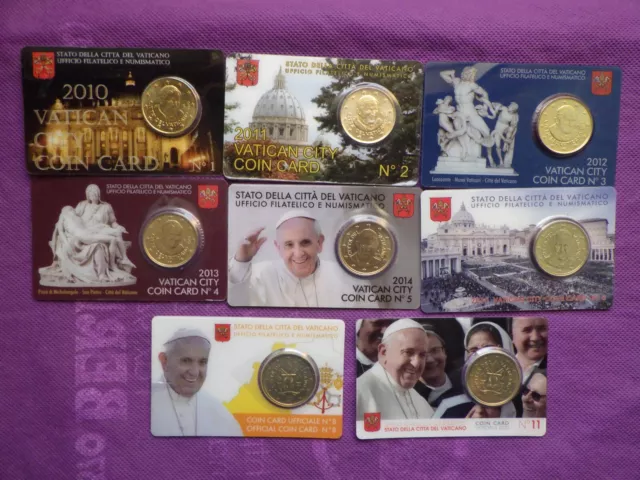 Vaticano 50 Centimos Coincard X 8 Distintos