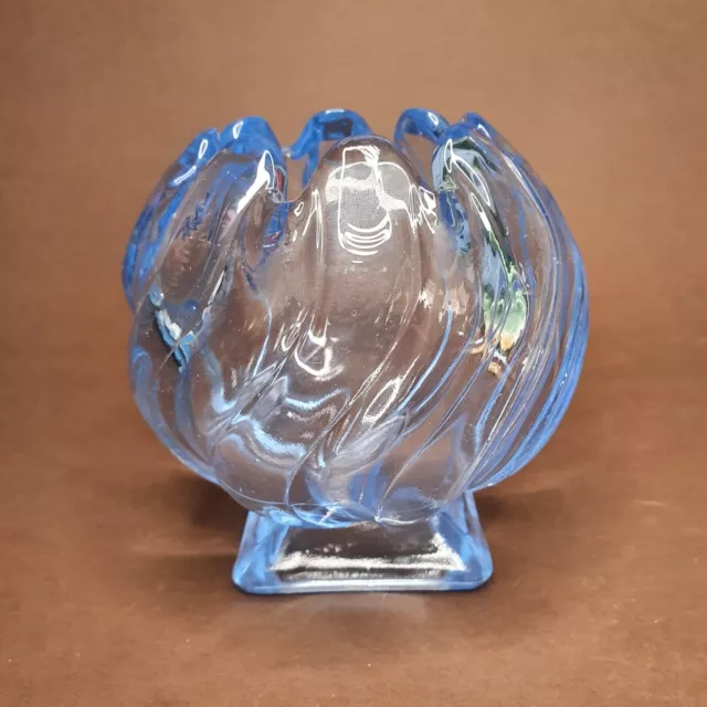 art deco BAGLEY blue glass Equinox Vase