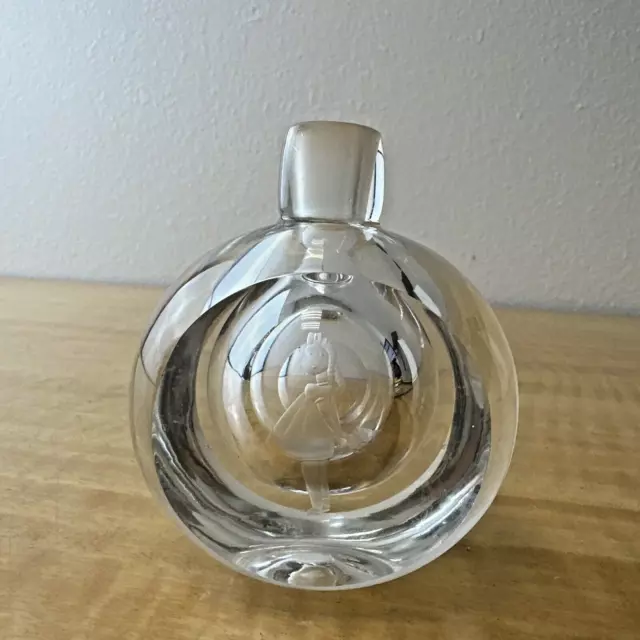 Orrefors Crystal Signed with Etched Girl Perfume Bottle - NO STOPPER