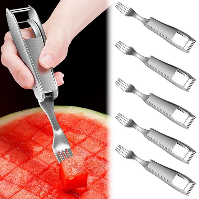 Fork Cutter STAINLESS STEEL 2-IN-1 Watermelon Slicer Dual Head Fork & Cutter - 1 ...