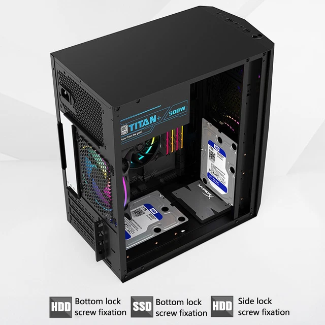 HOME OFFICE PC Case M-ATX ITX Side Transparent Computer Case Gaming ...