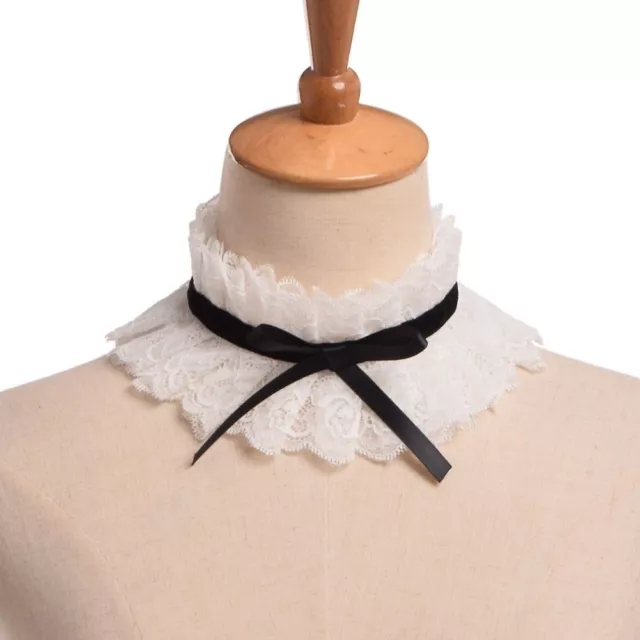 Vintage Victorian Lace Collar Short Detachable Costume Collar White Choker Ruff