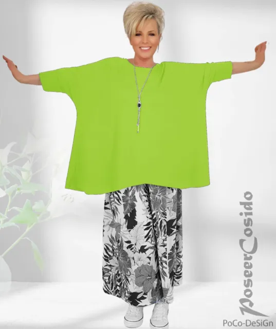 PoCo Lagenlook Long-Shirt Tunika lemon lime XL XXL XXXL 46 48 50 52 54 56 58