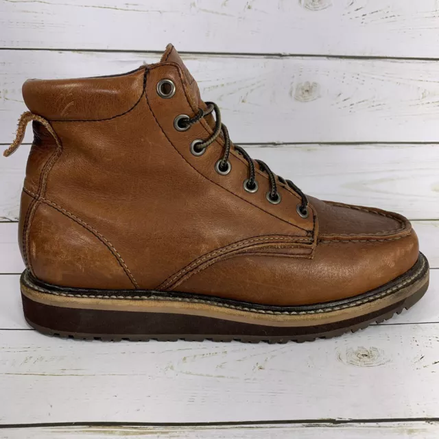 LL BEAN CHIPPEWA Moc Toe Boots Mens Size 7 Brown Leather Wedge Work ...