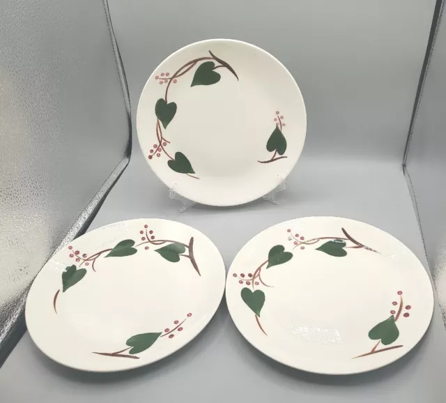 Set 3 Vintage Blue Ridge Southern Pottery Stahome Ivy Dinner Plates 9-1/2" NICE
