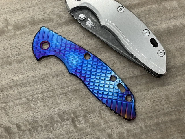Flamed FRAG pattern Milled Titanium Scale for XM-18 3.5 Hinderer Folding Knife