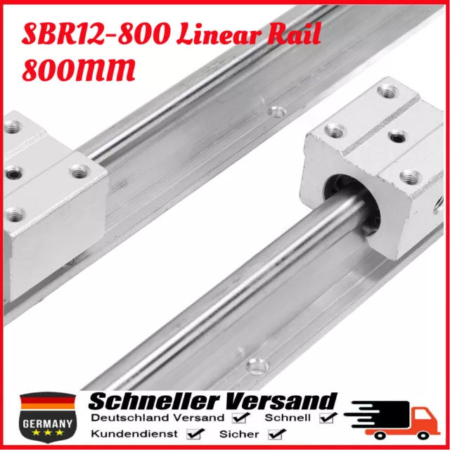 2X SBR12-800 800mm Linearführung Linearwelle Rail +4X SBR12UU Lagerblock